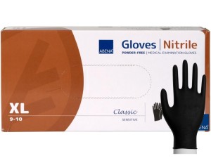 ABENA Rękawiczki nitrylowe bezpudrowe 100 sztuk | rozmiar XL (czarne)